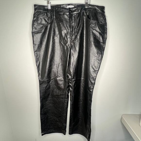 Good American Black Faux Textured Leather Pants Curve Plus Size 16 - Picture 2 of 6